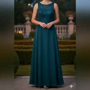 Elegant Teal Evening Gown (73)